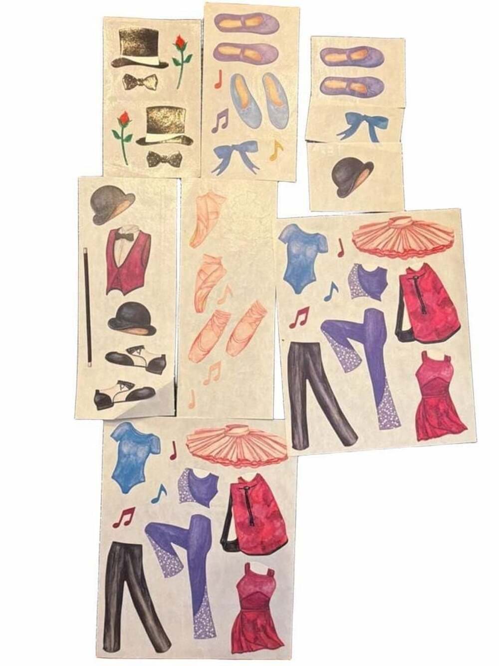 Dance Costumes Stickers Sheet
